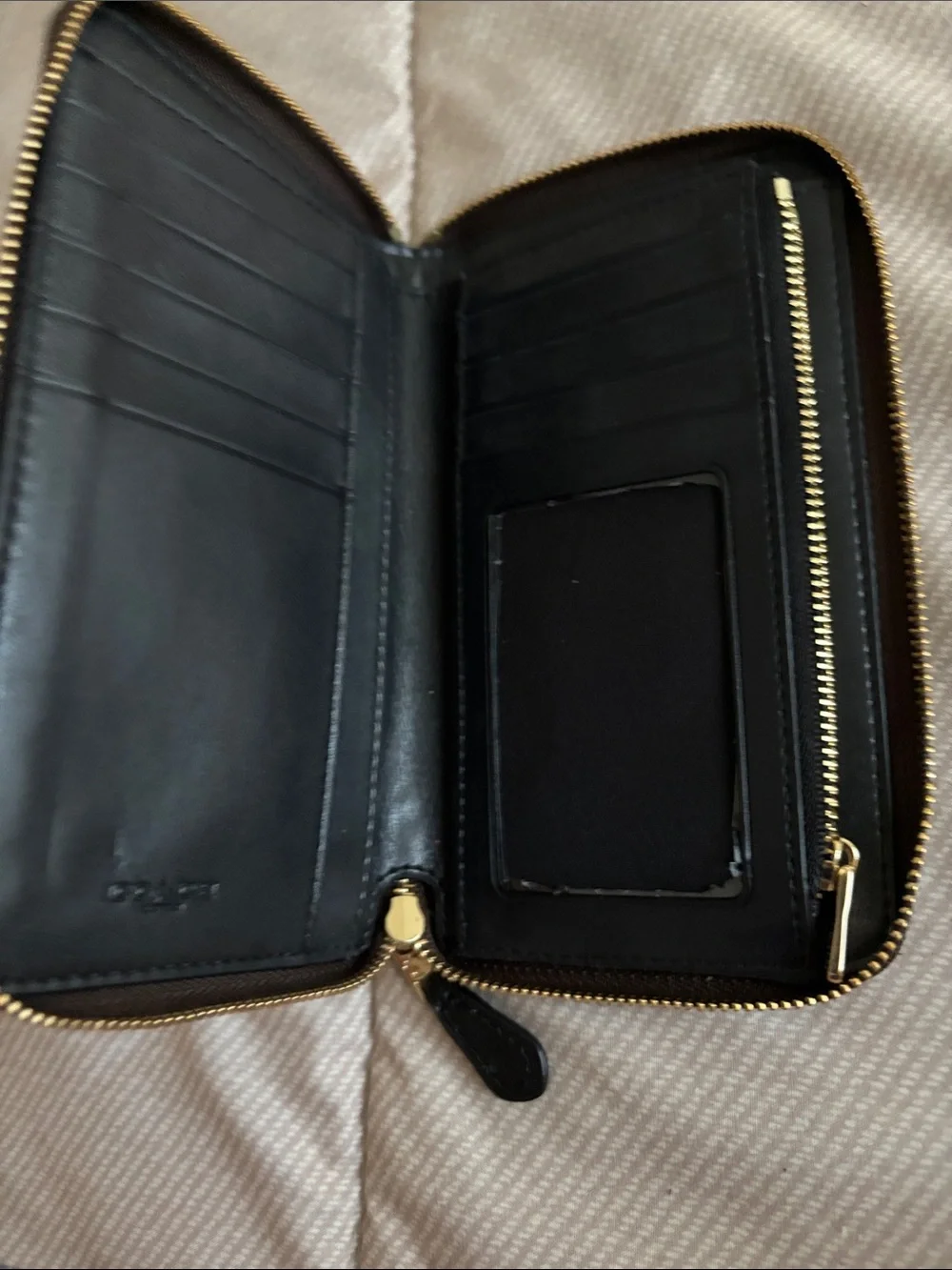 Coach Brown/Black Signature Zip Wallet